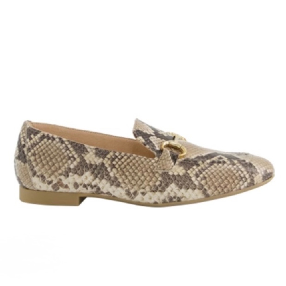Leather Loafer. Beautiful animal print Leather. Never Worn, in Box.